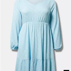 Torrid Light Blue Polka Dot Casual Dress